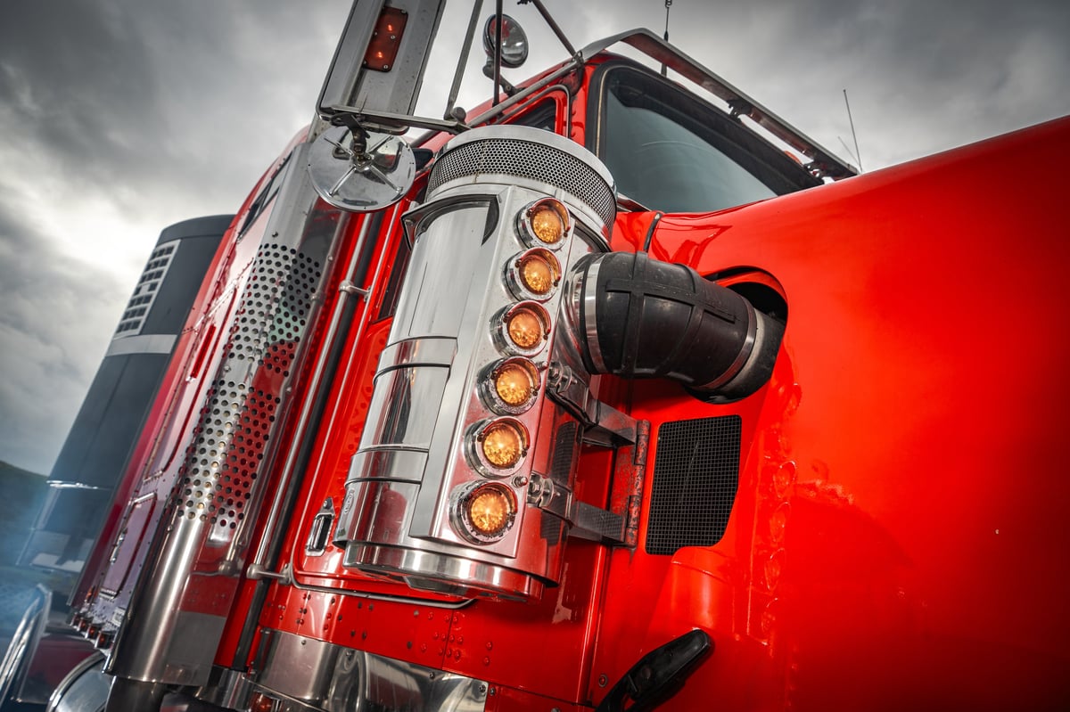 Red performance truck with polished chrome accents